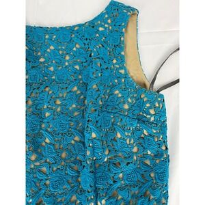 Muse‎ Teal Blue Lace Overlay Sleeveless Sheath Dress - Women's Size 10